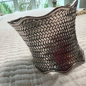 Sterling silver basket weave cuff bracelet.